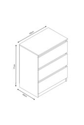 FWStyle Stora 3 Drawer Grey Gloss Chest Of Drawers (H) 77 (W) 60 (D) 40cm - thumbnail 6