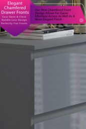 FWStyle Stora 3 Drawer Grey Gloss Chest Of Drawers (H) 77 (W) 60 (D) 40cm - thumbnail 4