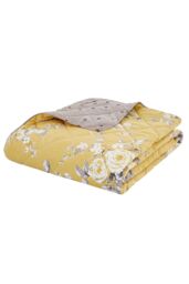 Catherine Lansfield 'Canterbury Floral' Bedspread in Mustard - thumbnail 2