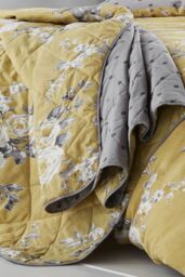 Catherine Lansfield 'Canterbury Floral' Bedspread in Mustard - thumbnail 1