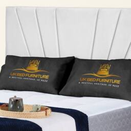 UK Bed Furniture Sunrise Slatted Base Upholstered Bed with 48 Inch Headboard in White - Size: Small Double - thumbnail 2