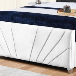 UK Bed Furniture Sunrise Slatted Base Upholstered Bed with 48 Inch Headboard in White - Size: Small Double - thumbnail 3