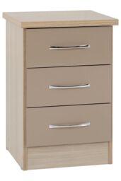 Seconique Nevada 3 Drawer Bedside in Taupe