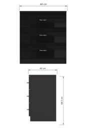 FWStyle 3 Drawer Chest Of Drawers Gloss Black - thumbnail 6