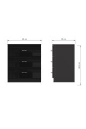 FWStyle 3 Drawer Chest Of Drawers Gloss Black - thumbnail 5