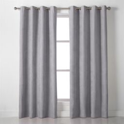 Luxury Living Velvet Chenille Eyelet Curtains Ready Made Pair in Silver - Size: 142 cm width x 183 cm drop - thumbnail 3