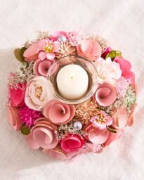 Dibor Set of 2 Floral Pink Table Decoration Candle Holders Dia16cm - Size: Small - thumbnail 3