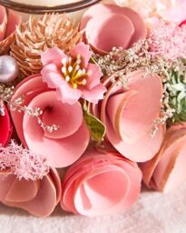 Dibor Set of 2 Floral Pink Table Decoration Candle Holders Dia16cm - Size: Small - thumbnail 4