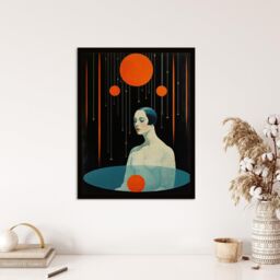Wee Blue Coo Wall Art Print Transcendental Meditation Black Orange Living Room Framed - Size: A4 - thumbnail 4