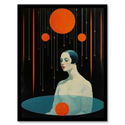 Wee Blue Coo Wall Art Print Transcendental Meditation Black Orange Living Room Framed - Size: A4 - thumbnail 1