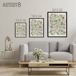 "Artery8 Wild Jasmine Floral Pattern Framed Canvas Wall Art Print William Morris in White - Size: W12"" x H16""" - thumbnail 4