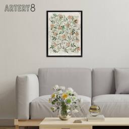 "Artery8 Wild Jasmine Floral Pattern Framed Canvas Wall Art Print William Morris in White - Size: W12"" x H16""" - thumbnail 3