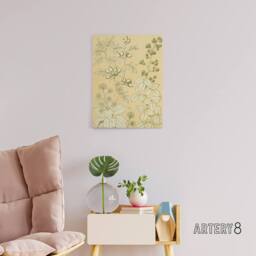 "Artery8 Wild Rose Ivy Blackberry Botanical Jones Vintage Canvas Wall Art in Beige - Size: W24"" x H32""" - thumbnail 3