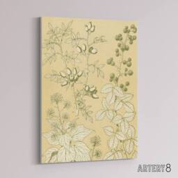 "Artery8 Wild Rose Ivy Blackberry Botanical Jones Vintage Canvas Wall Art in Beige - Size: W24"" x H32""" - thumbnail 2