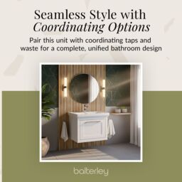 Balterley Wall Hung 1 Drawer Vanity Unit & 1TH Fireclay Basin, 600mm, White - thumbnail 6