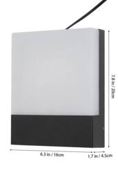 Living and Home Outdoor Waterproof LED Wall Light in Black - thumbnail 3