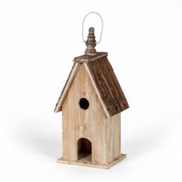 KDMD Large Rustic Birdhouse - Weathered Garden Bird Shelter & Decor in Brown - thumbnail 4