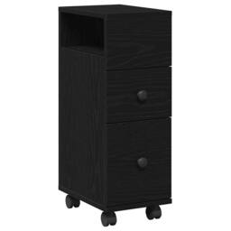 Berkfield Home Narrow Bathroom Cabinet with Wheels Black Oak Engineered Wood