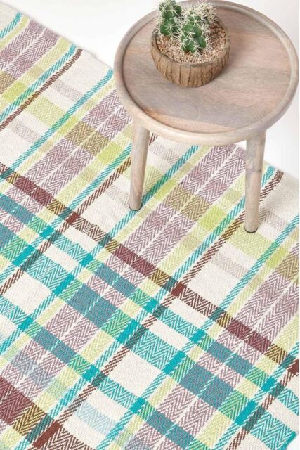 Homescapes Wilson Handwoven Tartan Cotton Rug - Size: 150 cm x 240 cm - image 1