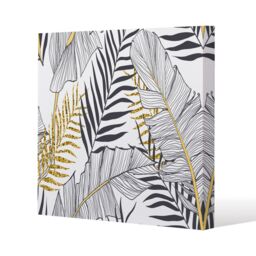 Benjamin Tate Design Gold & Black Leaves Slim Style Canvas Print 40x40cm in Natural - Size: 40x40 cm - thumbnail 2