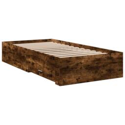 Berkfield Home Bed Frame w/Drawers Frame Smoked Oak 75x190 cm Small Single in Brown - thumbnail 3