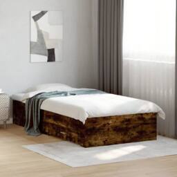 Berkfield Home Bed Frame w/Drawers Frame Smoked Oak 75x190 cm Small Single in Brown - thumbnail 2