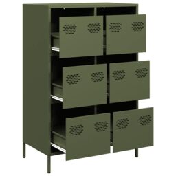 Berkfield Home Highboard Olive Green 68x39x101.5 cm Steel - thumbnail 4