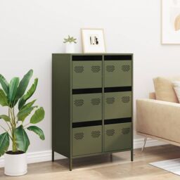 Berkfield Home Highboard Olive Green 68x39x101.5 cm Steel - thumbnail 3