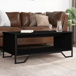 Berkfield Home Coffee Table Black 100x51x40 cm Engineered Wood - Size: 100 x 51 x 40 cm - thumbnail 1