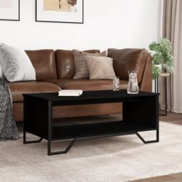 Berkfield Home Coffee Table Black 100x51x40 cm Engineered Wood - Size: 100 x 51 x 40 cm - thumbnail 3