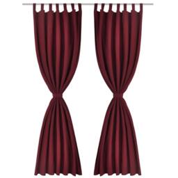 Berkfield Home 2 pcs Bordeaux Micro-Satin Curtains with Loops 140 x 175 cm in Red - thumbnail 2