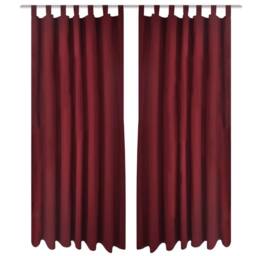 Berkfield Home 2 pcs Bordeaux Micro-Satin Curtains with Loops 140 x 175 cm in Red - thumbnail 1