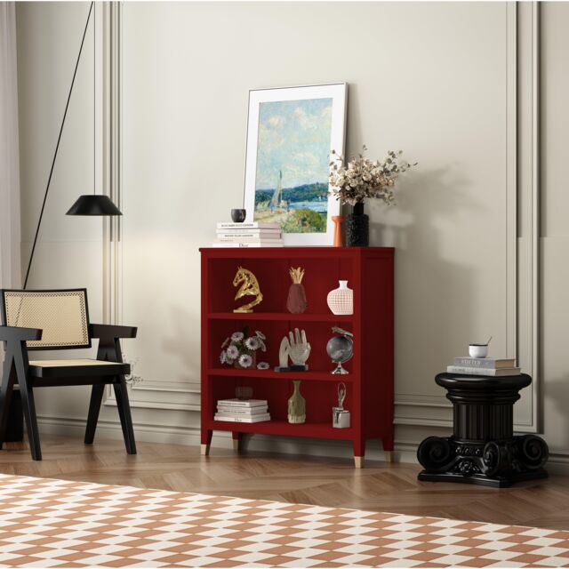 Cabinet Bits Palazzi 3 Tier Bookcase H97 W89 D25cm in Red - image 1