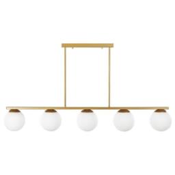 Wyld and Coco Glamour Design 5 Light Pendant Lamp Gold 62 cm White Glass Globe - thumbnail 2