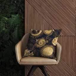 Warren Reed - Designer Moon & Sun Gold Blue Outdoor Cushion in Yellow - Size: 60 cm x 60 cm - thumbnail 2