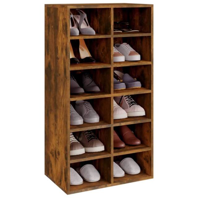 Berkfield Home Shoe Rack Smoked Oak 54x34x100.5 cm Engineered Wood in Brown - image 1