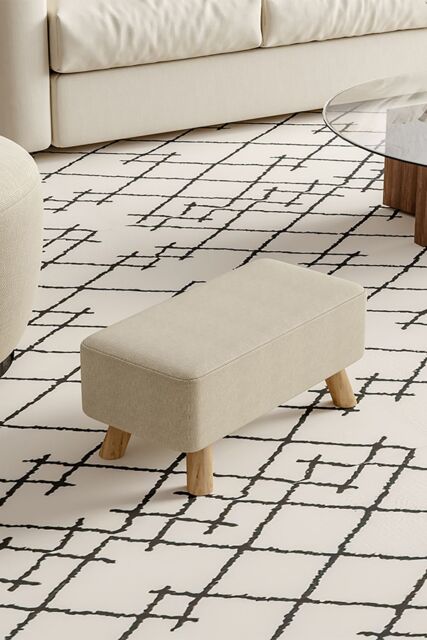 Living and Home 57cm W Beige Rectangular Tofu-shaped Footstool