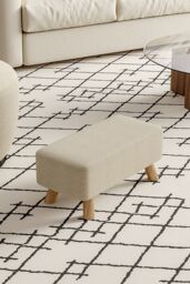 Living and Home 57cm W Beige Rectangular Tofu-shaped Footstool