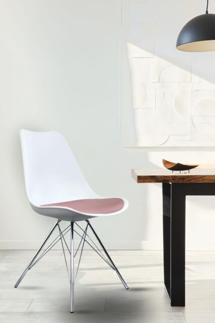 Fusion Living Soho Plastic Dining Chair with Chrome Metal Legs in Dusty Pink - image 1