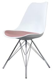 Fusion Living Soho Plastic Dining Chair with Chrome Metal Legs in Dusty Pink - thumbnail 2
