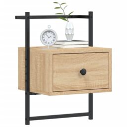 Berkfield Home Bedside Cabinet Wall-mounted Sonoma Oak 35x30x51 cm Engineered Wood in Brown - Size: 35 x 30 x 51 cm - thumbnail 3