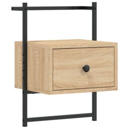 Berkfield Home Bedside Cabinet Wall-mounted Sonoma Oak 35x30x51 cm Engineered Wood in Brown - Size: 35 x 30 x 51 cm - thumbnail 2