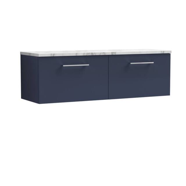 Balterley Level 1200mm Wall Hung 2 Drawer Unit & Laminate Worktop Midnight Blue - image 1