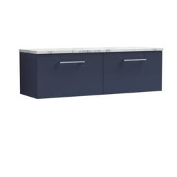 Balterley Level 1200mm Wall Hung 2 Drawer Unit & Laminate Worktop Midnight Blue - thumbnail 1