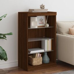 Berkfield Home Sideboard with LED Lights Brown Oak 60.5x37x100 cm - thumbnail 1