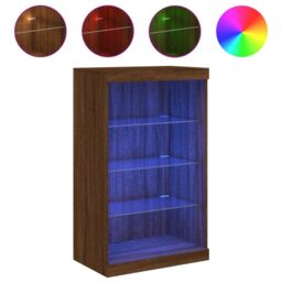 Berkfield Home Sideboard with LED Lights Brown Oak 60.5x37x100 cm - thumbnail 2