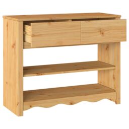 "Berkfield Home Console Table ""DRAMMEN"" 89, 5x37x73 cm Solid Wood Pine in Brown - Size: 5 x 37 x 73 cm" - thumbnail 5