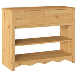 "Berkfield Home Console Table ""DRAMMEN"" 89, 5x37x73 cm Solid Wood Pine in Brown - Size: 5 x 37 x 73 cm" - thumbnail 2