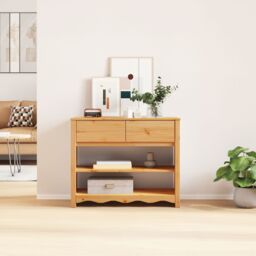 "Berkfield Home Console Table ""DRAMMEN"" 89, 5x37x73 cm Solid Wood Pine in Brown - Size: 5 x 37 x 73 cm" - thumbnail 4
