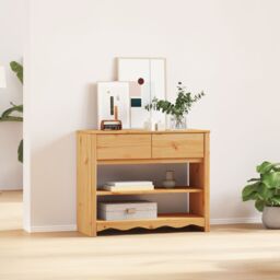 "Berkfield Home Console Table ""DRAMMEN"" 89, 5x37x73 cm Solid Wood Pine in Brown - Size: 5 x 37 x 73 cm"
